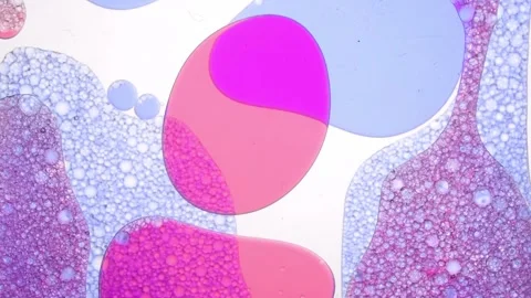 Abstract Color Liquid Element Water Drops. Pink, blue, white colors Stock Footage 147990420