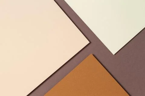 Abstract color papers geometry composition background with beige and brown tones Stock Photos