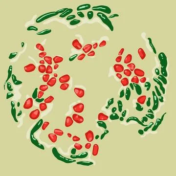 A abstract color pattern green and red on brown background. Drink pattern イラスト素材