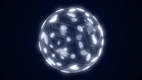 Abstract color sci-fi sphere with particles. Technology network connection. Stock Footage 254343328