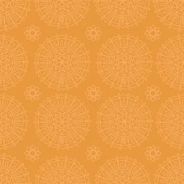 Abstract color seamless pattern circular mosaic shapes isolated on orange b.. Illustrazione stock