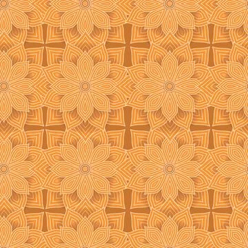 Abstract color seamless pattern circular mosaic shapes isolated on orange b.. Stock Illustration