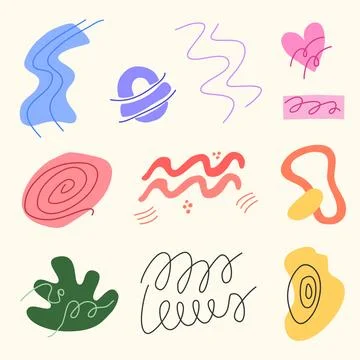 Abstract color shape collection. Vector geometric mephis style illustartion set Stock Illustration