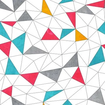 Abstract color triangle seamless pattern with grunge effect 스톡 일러스트