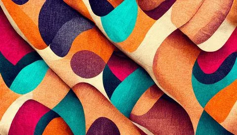 Abstract color wave design on cotton textile Stock Illustration