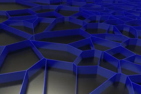 Abstract colored 3d voronoi grate on black background Ilustración de archivo