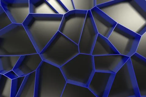 Abstract colored 3d voronoi grate on black background Ilustración de archivo