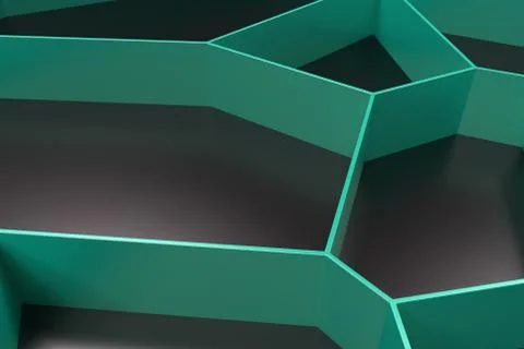 Abstract colored 3d voronoi grate on black background Ilustración de archivo
