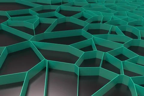 Abstract colored 3d voronoi grate on black background Stock Illustration