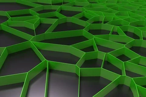 Abstract colored 3d voronoi grate on black background Stock Illustration