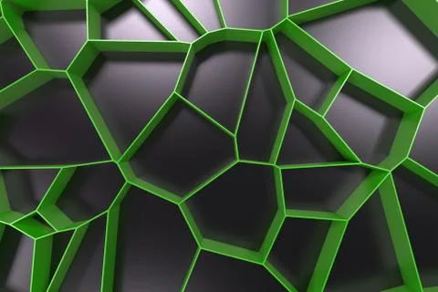 Abstract colored 3d voronoi grate on black background Stock Illustration