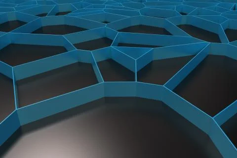 Abstract colored 3d voronoi grate on black background Ilustración de archivo