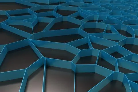 Abstract colored 3d voronoi grate on black background Illustrazione stock
