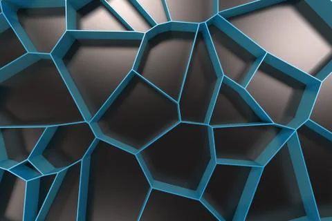 Abstract colored 3d voronoi grate on black background Ilustración de archivo