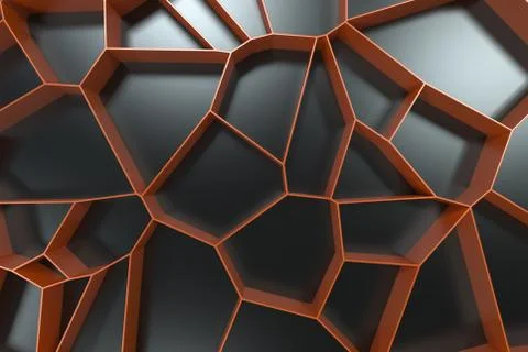 Abstract colored 3d voronoi grate on black background Ilustración de archivo