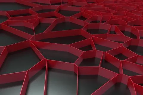 Abstract colored 3d voronoi grate on black background Ilustración de archivo