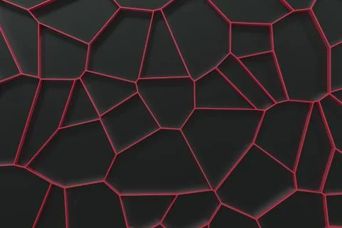Abstract colored 3d voronoi grate on black background Ilustración de archivo