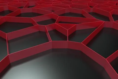 Abstract colored 3d voronoi grate on black background Ilustración de archivo