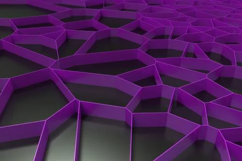 Abstract colored 3d voronoi grate on black background Ilustración de archivo