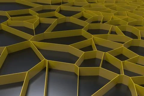 Abstract colored 3d voronoi grate on black background Stock Illustration