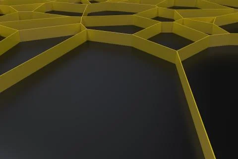 Abstract colored 3d voronoi grate on black background Stock Illustration