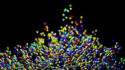 Abstract colored background 3d. Multicolor lines and shapes on an empty black Illustrazione stock