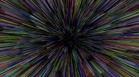 Abstract colored background 3d. Multicolor lines and shapes on an empty black Illustrazione stock