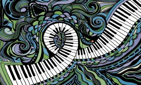 An abstract colored background consisting of a piano key ribbon Stock Illustration