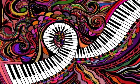 An abstract colored background consisting of a piano key ribbon Stock Illustration