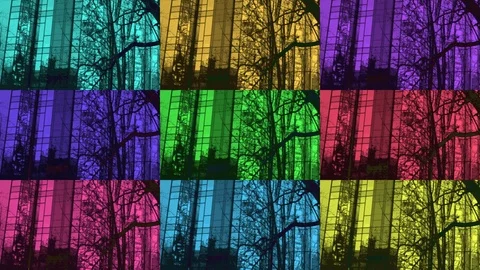 Abstract Colored Background With House At Different Color Filters Stock Footage 91251545