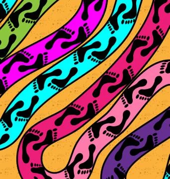 Abstract colored background image of chain footprint Stock Illustration