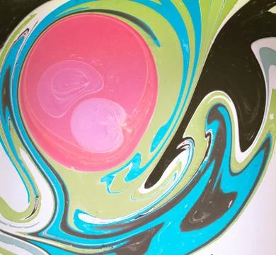 Abstract colored background. Stains of paint on the water. Ebru art, marbled Stock Photos