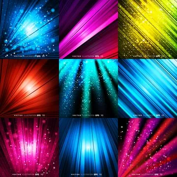 Abstract colored background with waves and lines. Set. Ilustración de archivo