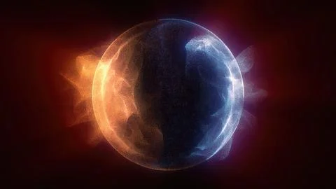 Abstract colored bright glowing background with a sphere core atom energy bur Stock Illustration