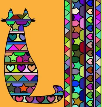 Abstract colored cat Stock Illustration