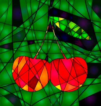 Abstract colored cherry Stock Illustration