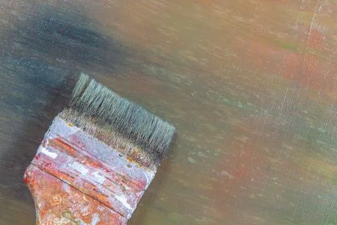 Abstract colored creative background - rough linen canvas unevenly covered wi Stock Photos