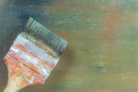 Abstract colored creative background - rough linen canvas unevenly covered wi Stock Photos