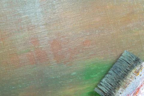 Abstract colored creative background - rough linen canvas unevenly covered wi Foto stock