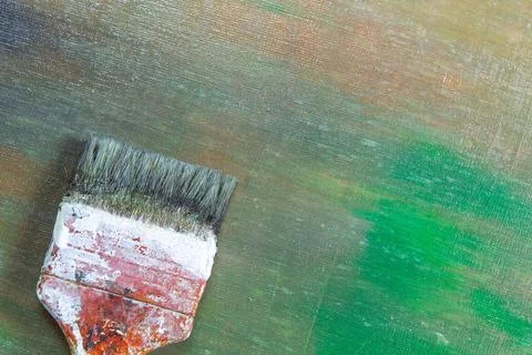 Abstract colored creative background - rough linen canvas unevenly covered wi Stock Photos