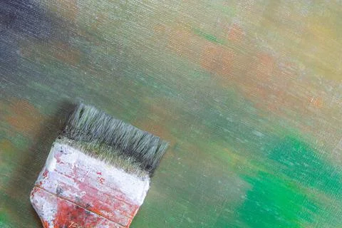 Abstract colored creative background - rough linen canvas unevenly covered wi Stock Photos