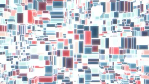 Abstract Colored Cubes Moving Up and Down with Glowing Square Edges Stock Illustration