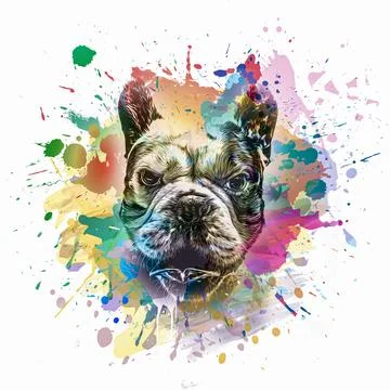 Abstract colored dog muzzle isolated on colorful background color art Stock Illustration