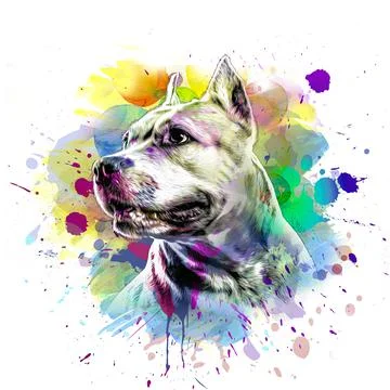 Abstract colored dog muzzle isolated on colorful background Stock Illustration