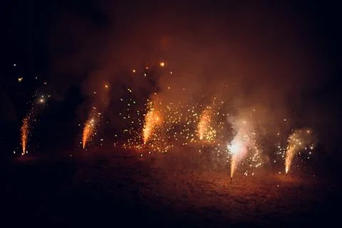 Abstract colored firework background with free space for text Stock Photos