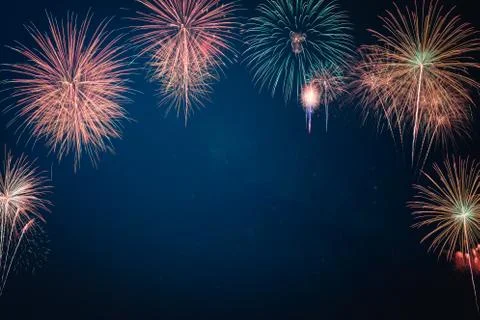 Abstract colored firework background with free space for text. Stock-Fotos