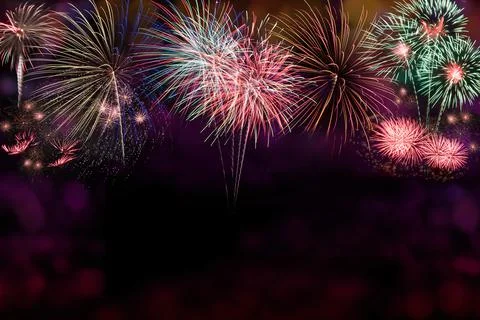 Abstract colored firework background with free space for text Foto stock