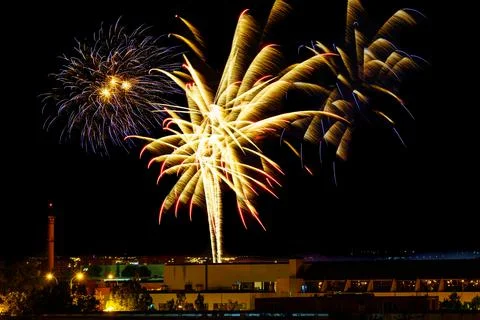 Abstract colored firework background with free space for text Stock Photos