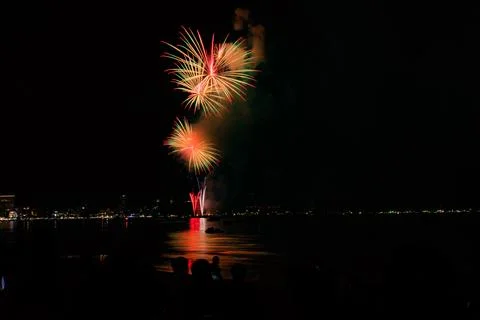 Abstract colored firework background light up the sky with dazzling display Stock Photos