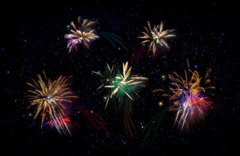 Abstract colored firework background . New Year background. Stock Illustration